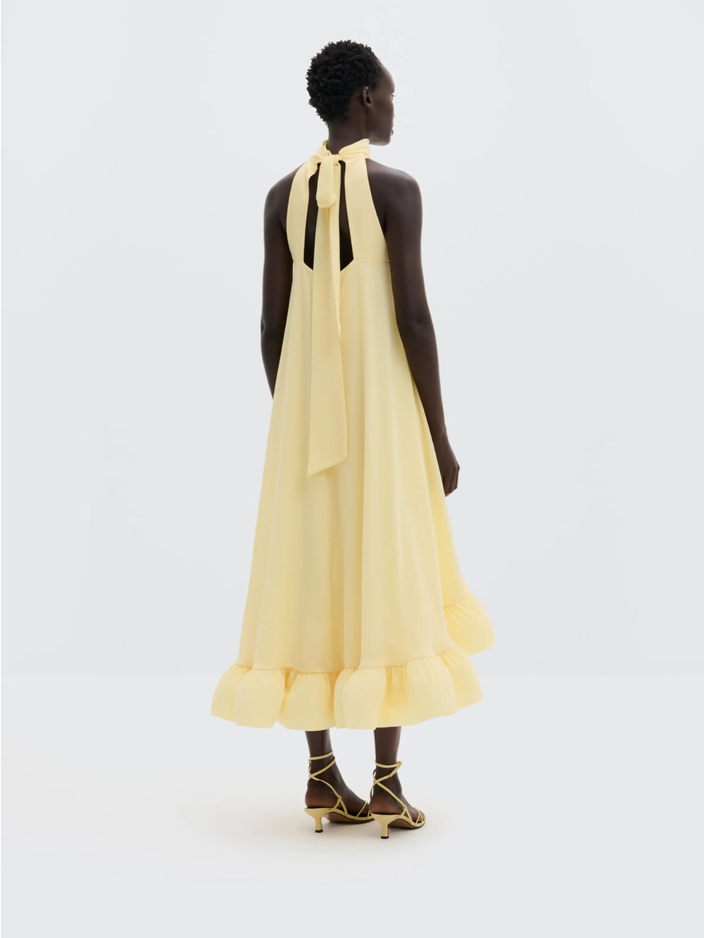 Malone Sabrina Halterneck Ruffled Midi Dress - Picture 2 of 5